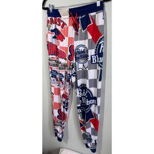 NWT Pabst Blue Ribbon Jogger Pants Mens Small PBR Beer Lounge Pants Pull On